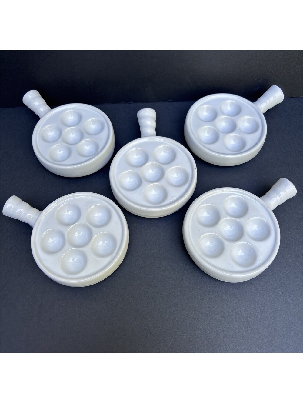 Escargot Dishes 5 Set Snail Plates With Handles, Scallops Mussels Bakeware